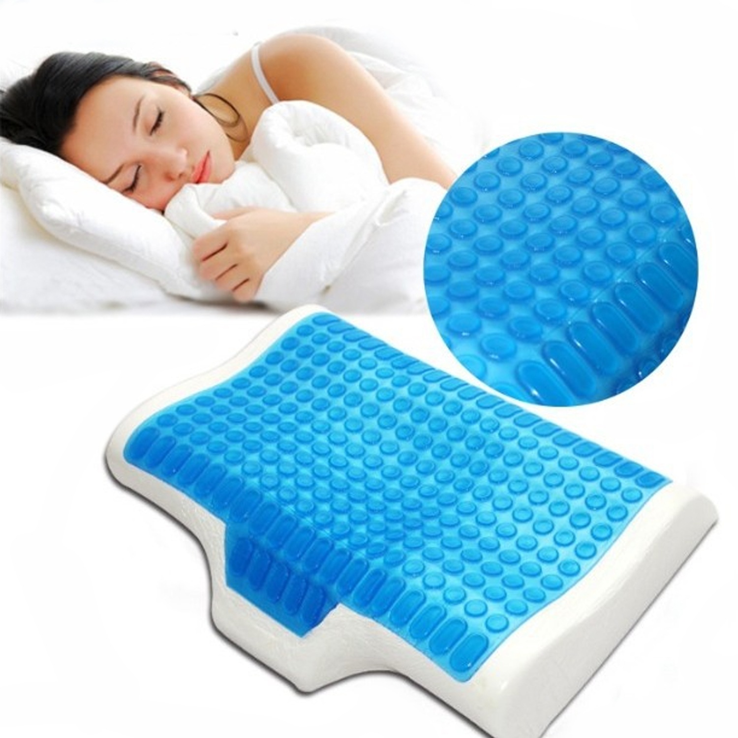 枕 ジェルピロー 枕 肩こり 首こり ジェル ゲル枕 ジェル枕 低反発 まくら いびき ストレートネック ゲル まくら 安眠枕 頚椎症 ピロー 暑さ対策 60×40cm 枕カバー付