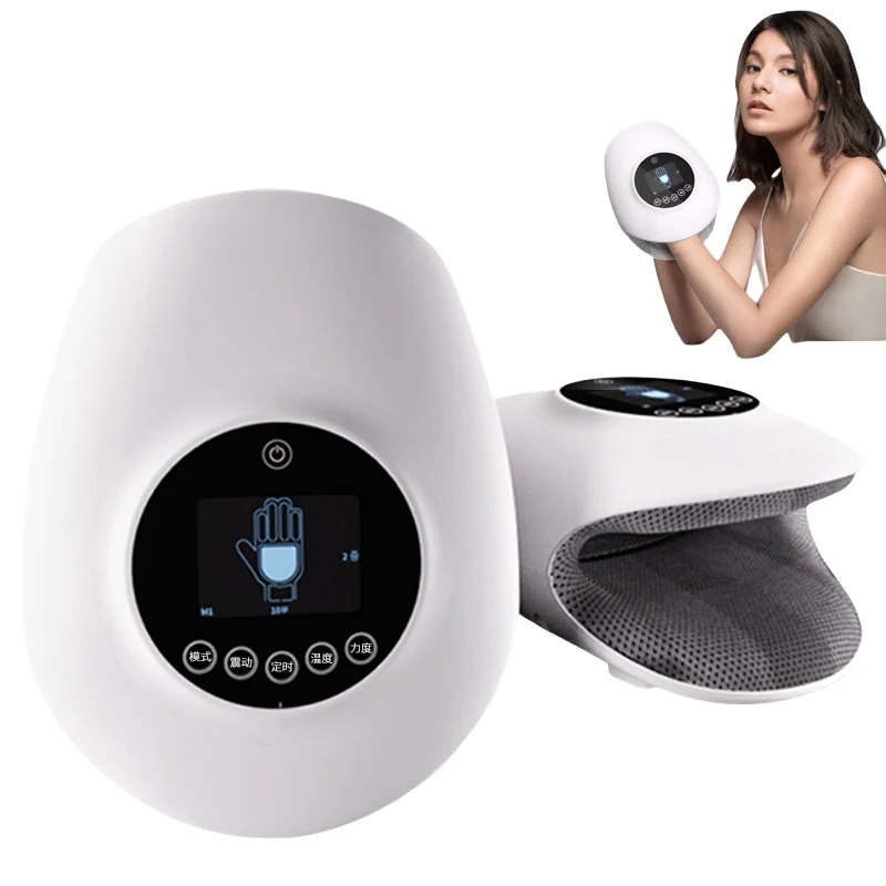 ハンドマッサージャーマッサージ機ハンドケア手マッサージ器気圧エアマッサージャー 手のひら液晶ディスプレイTYPE-C充電3段階力度5モード振動温熱指関節電動揉み押し手マッサージ器プレゼントギフト