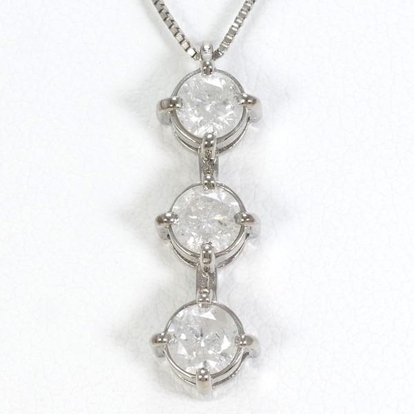 K18 18金 WG ホワイトゴールド ネックレス ダイヤ 1.0 約42cm ジュエリー 中古