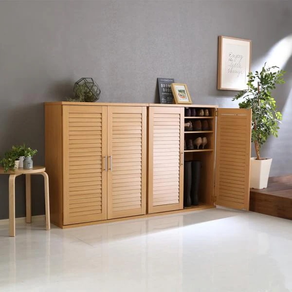 シューズラック 2個セット 下駄箱 シューズボックス ルーバー 扉 ドア 通気性 玄関収納 可動棚 ラック 収納棚 シンプル 北欧 おしゃれ ナチュラル