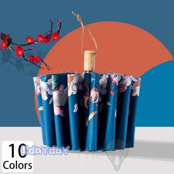 傘 レディース 可愛い 晴雨兼用 耐風 折りたたみ傘 折り畳み傘 ジャンプ おしゃれ 軽量 花柄 竹 柄 華やか エレガント ボタン 大人可愛い フラワー