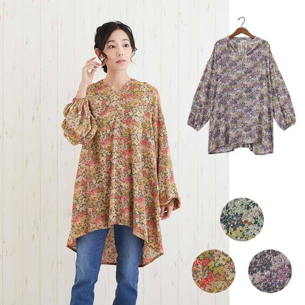 チュニック 小花柄 チュニックワンピ レーヨン エスニック かわいい リゾート 春夏 4,805円