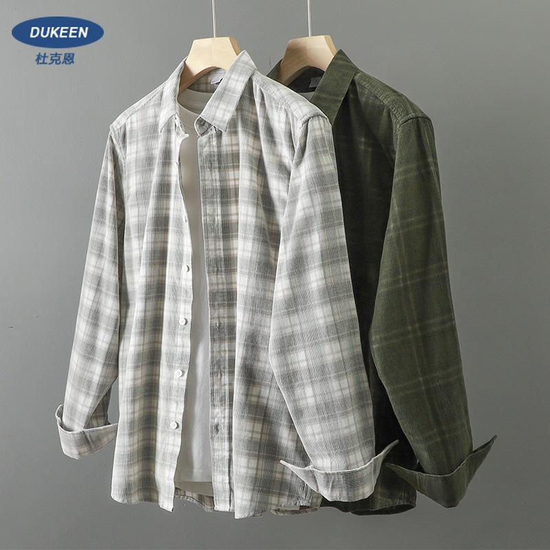 アメリカンヘビーチェックシャツ メンズ 長袖 春秋 シティボーイ ピュアコットン 高級シャツジャケット 男性用