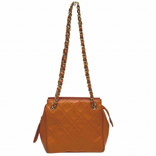 シャネル マトラッセ ラムスキン チェーン オレンジ バッグ ショルダーバッグ 【中古】