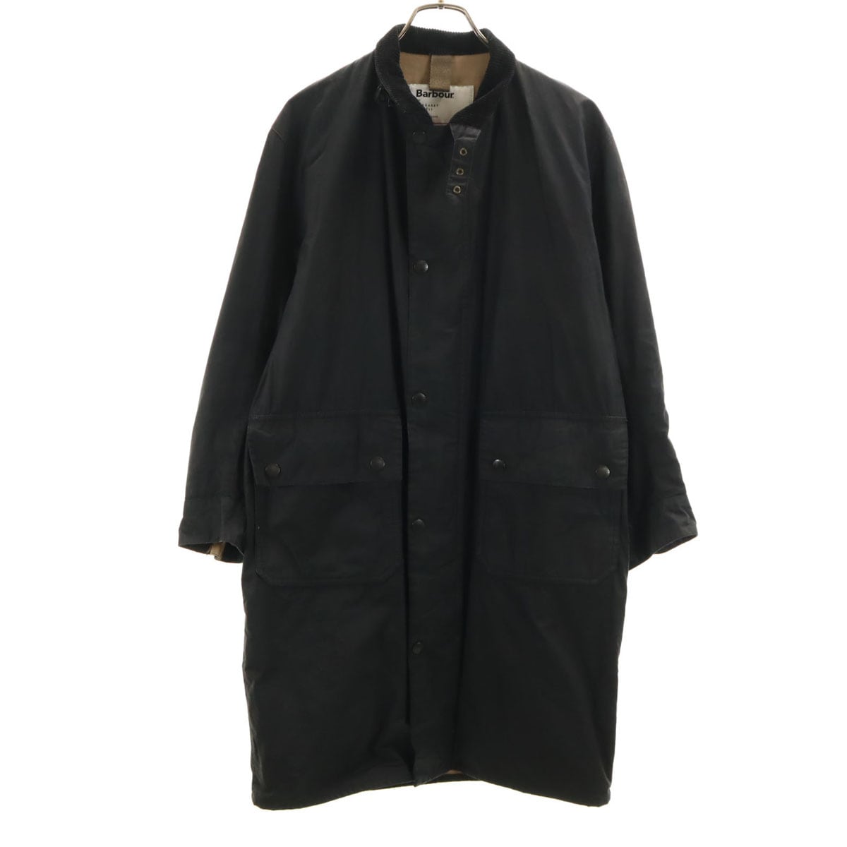 MARGARET HOWELL マーガレットハウエル コラボ イングランド製 ワックス ロングコート 8 ブラック レディース 古着