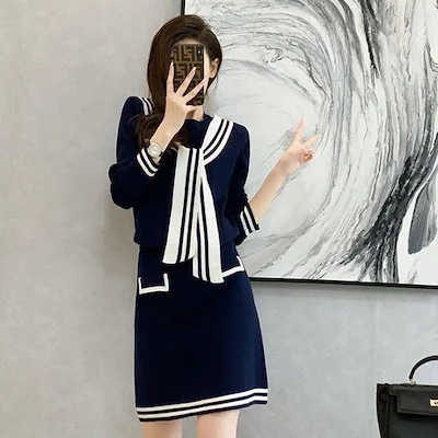 セットアップ レディース 上下セット ニットセット ニットセーター スカート 2点セット チュニック今日は30パーセント 5,312円