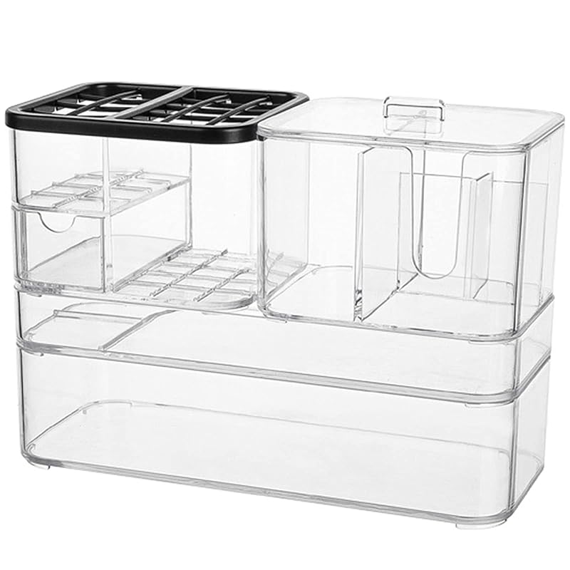 Xnuoyo メイクアップオーガナイザー 化粧品収納ボックス メイクボックス コスメボックス 引き出し 卓上収納 小物入れ 大容量 収納ケース 収納 安定 シンプル おしゃれ レディース (透明化粧品