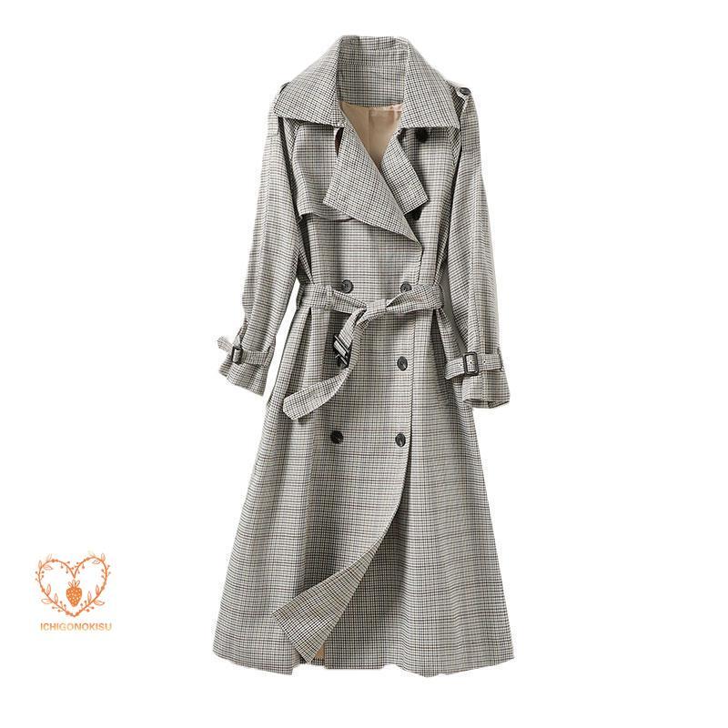 コート トレンチコート アウター 通勤 レディース チェック柄 卒業式 入学式 スプリングコート ロングコート きれいめ 50代 40代 30代 秋服コーデ 上品 おしゃれ