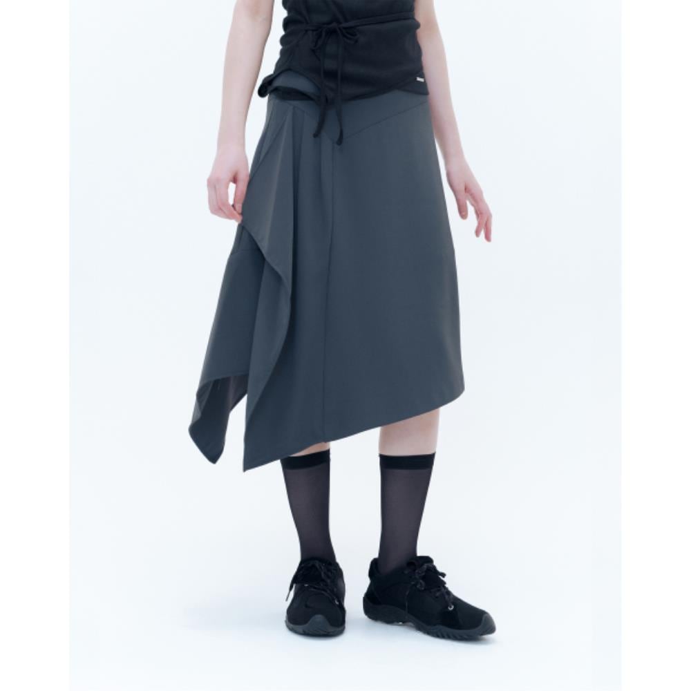 MISEKI SEOUL Side pleats gathered midi skirt CHARCOAL MS 13,438円
