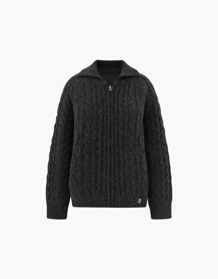 DEPOUND】 MULTI CABLE ZIP-UP CARDIGAN : CHARCOAL カーディガン