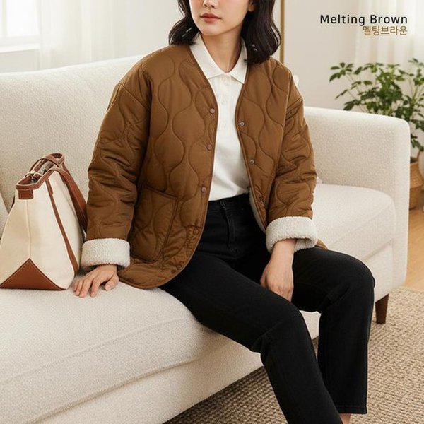 女性 털안감 노카라 자켓 GM25