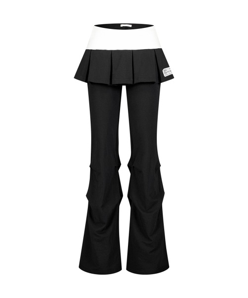 【ILLIGO】 TWO-TONE PLEATED SKIRT PANTS BLACK 正規品