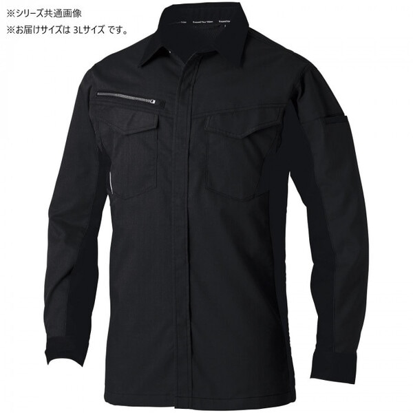 3478-02 長袖シャツ 3Lサイズ ブラック(4)