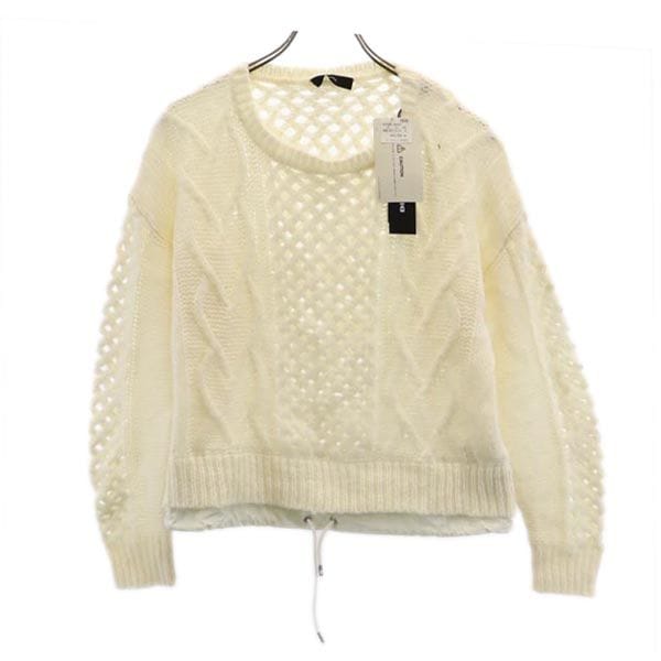 未使用 アルパカブレンド 長袖 ニット S ホワイト セーター レディース