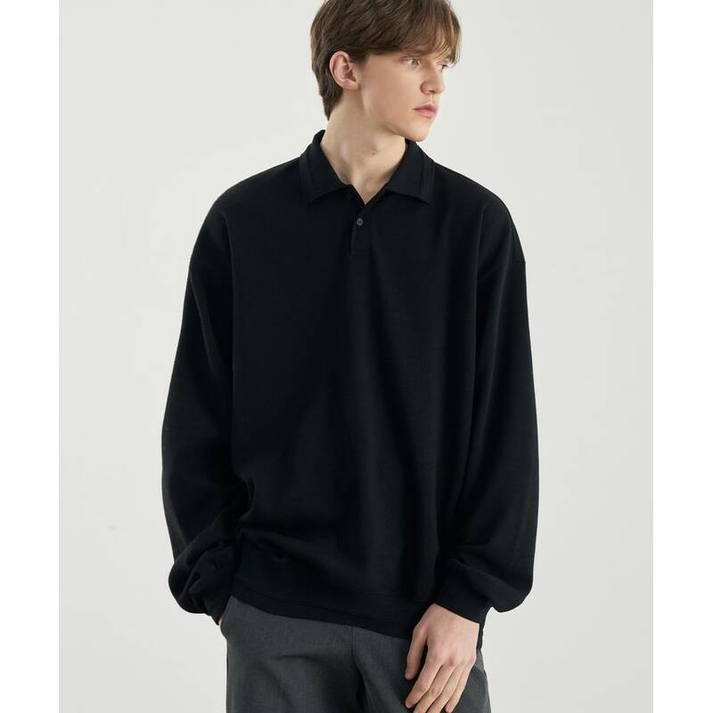 DRAW FIT オーバーサイズ バルーン ピケ スウェットシャツ [BLACK] DFTS3107BK 372514
