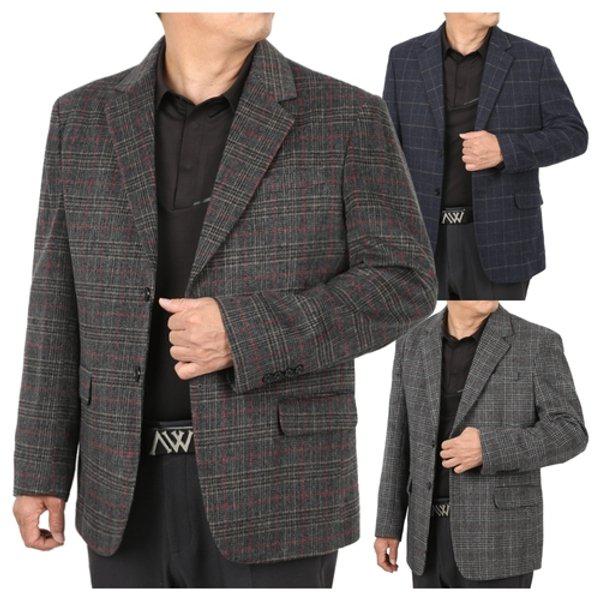 メンズ高級クラシックチェックウールスーツコンビジャケットDA-COW-Q001-チャコール