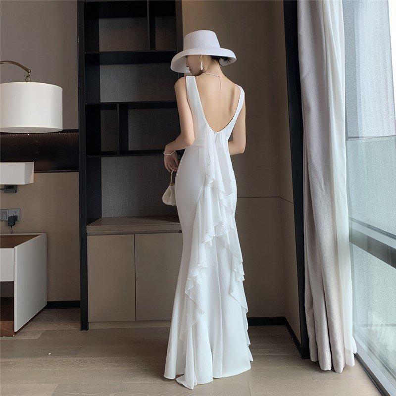 韓国ファッションビーチフォト 花嫁 ロングドレス ウェディングドレス 海外挙式 結婚式 リゾートウェディング 前撮り 記念撮影 二次会 ウエディングドレス ガーデンウエディング