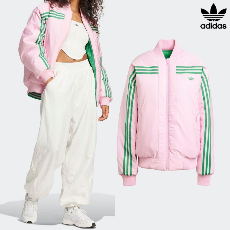 [ADIDAS] アディダス 70s リバーシブル オーバーサイズ ボンバージャケット / TRUE PINK