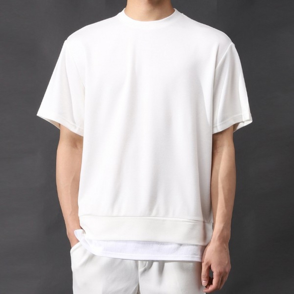 (ジュアンス) オーバーフィットレーヨンスパンレイヤードショートスリーブTシャツBDRT2255