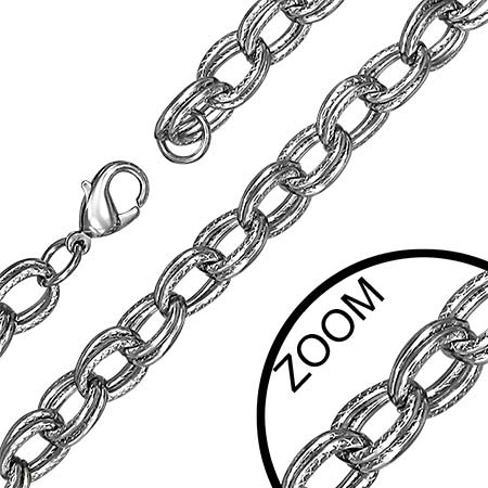 ツインリング ステンレスチェーン ネックレス 首飾り アクセサリー 男性 短い 長い 太い メンズ