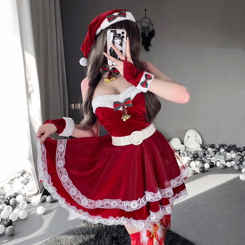 【3日以内出荷】サンタコスプレ30%までに制限 クリスマス2022パーティーキャスター出演服ベルベットのクリスマス服セクシーバニーの衣装クリスマス服ナイトクラブのバー レディース ハロウイン