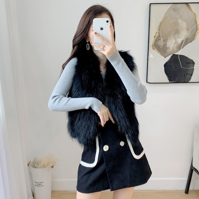 【大人気】ファーベスト ベストジャケット レディース 毛皮ベスト ゴージャスファーベスト ロッグベス