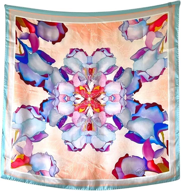 バルサンティ スカーフ レディース シルク100% 大判 85x85 正方形 イタリア製 アイリスペールブルー( アイリスペールブルー, Free Size)