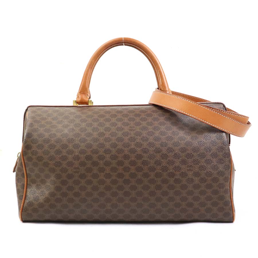 セリーヌ CELINE ハンドバッグ ショルダーバッグ マカダム PVC/レザー ブラウン ゴールド レディース w1168a