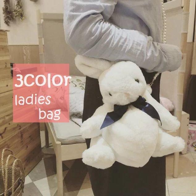 おしゃれショルダーバッグ ぬいぐるみバッグ レディース 女性用 うさぎ ポシェット ななめ掛け フェイクパール かわいい ショルダーポーチ 肩掛け