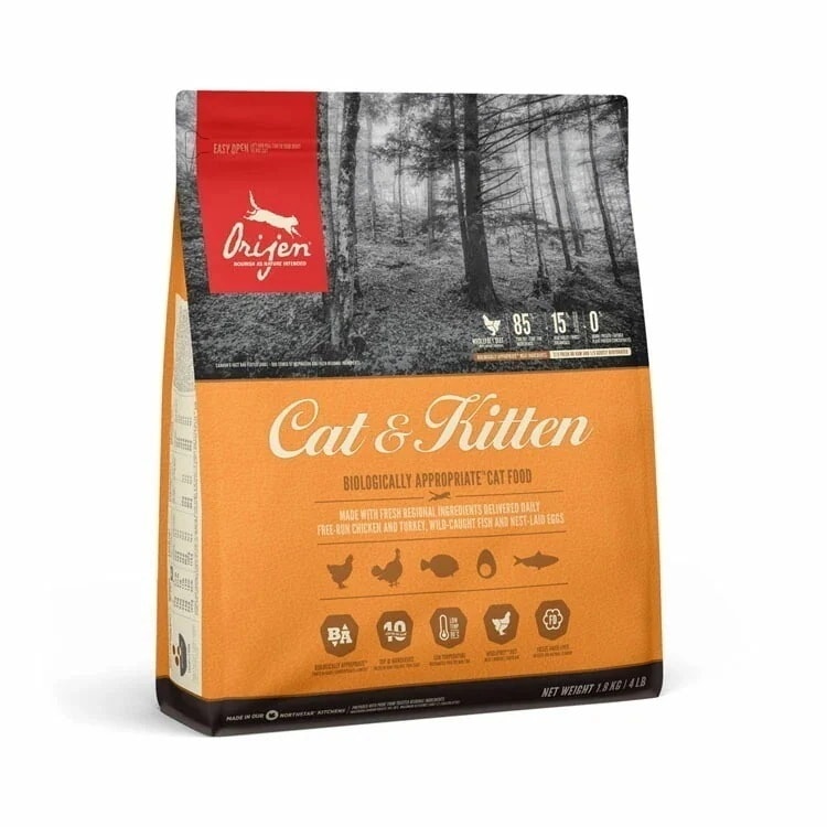 オリジン キャット＆キトゥン 1.8kg キャットフード 猫 ペットフード 全猫種 ドライ 子猫 成猫 たんぱく質 全年齢 orijen 【D】