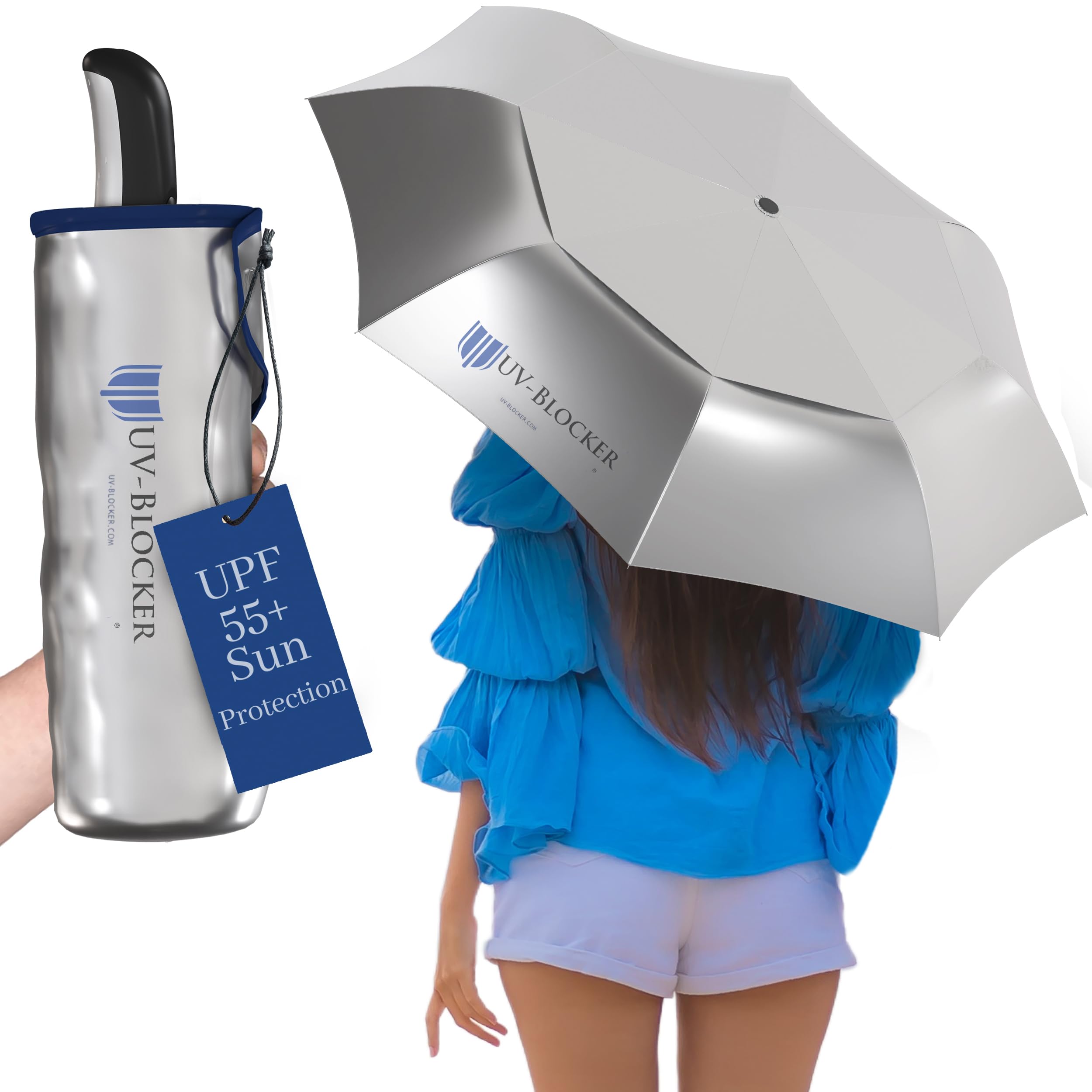 秋でも油断できない紫外線に【アメリカ皮膚科医監修】UV-Blocker 日傘 完全遮光 遮熱性 UVカット率100% UPF50+ 折りたたみ傘 ‐15℃日陰のような涼しさ 晴雨兼用 レディース
