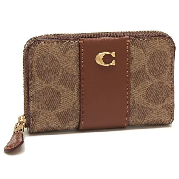 カードケース シグネチャー スモール ジップ アラウンド ブラウン レディース CR552 B4XHG