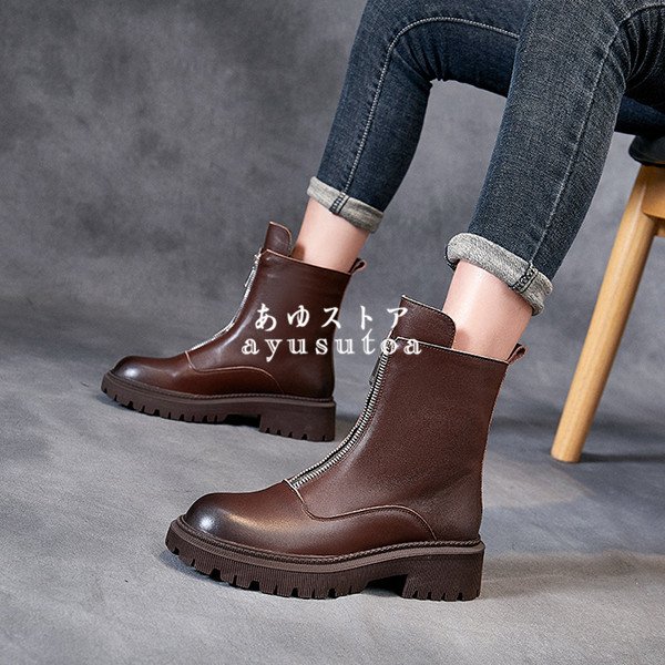 ブーツ レディース 本革 厚底 裏起毛 春秋冬 マーティンブーツ ショートブーツ シューズ くつ ヒ