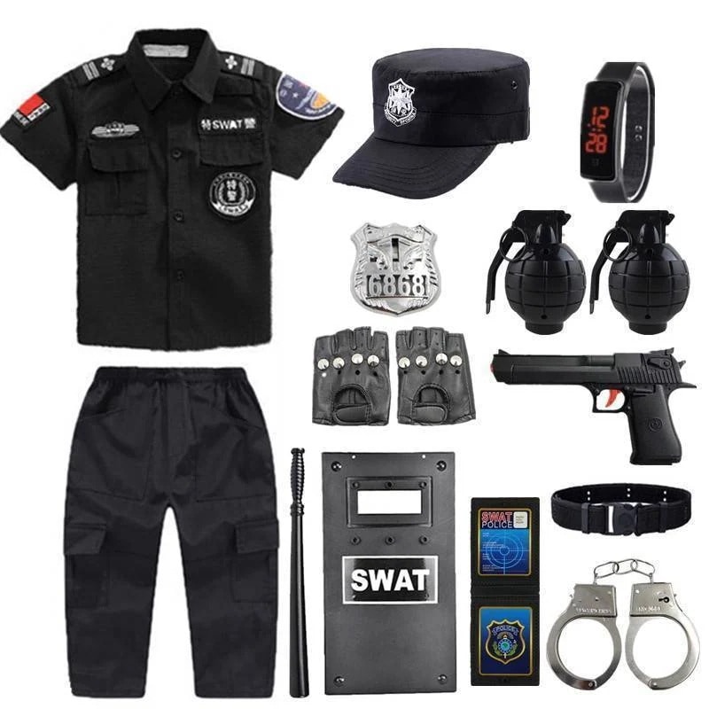 子供の警察のおもちゃの装備のおもちゃの銃親子の小道具ナイハイ小さな軍服保安官警察官小さなな警察のスー