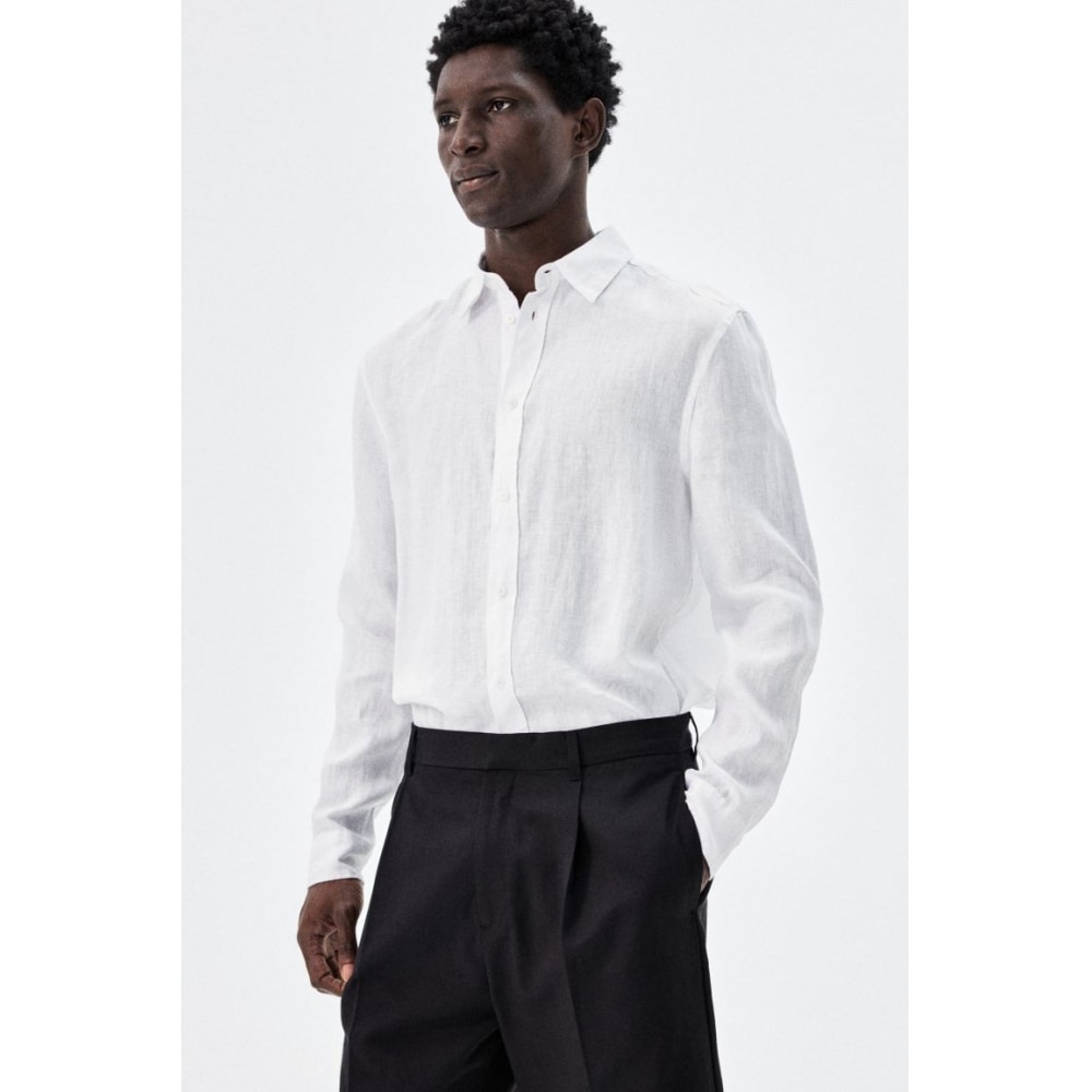 H&M リネン シャツ ホワイト レギュラー フィット