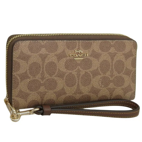 コーチ 長財布 ラウンドファスナー タン ブラウン シグネチャー アウトレット COACH cw778imxhe