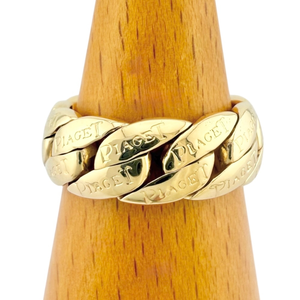 ピアジェ ロゴ リング 指輪 14号 18金 K18イエローゴールド PIAGET 中古 美品