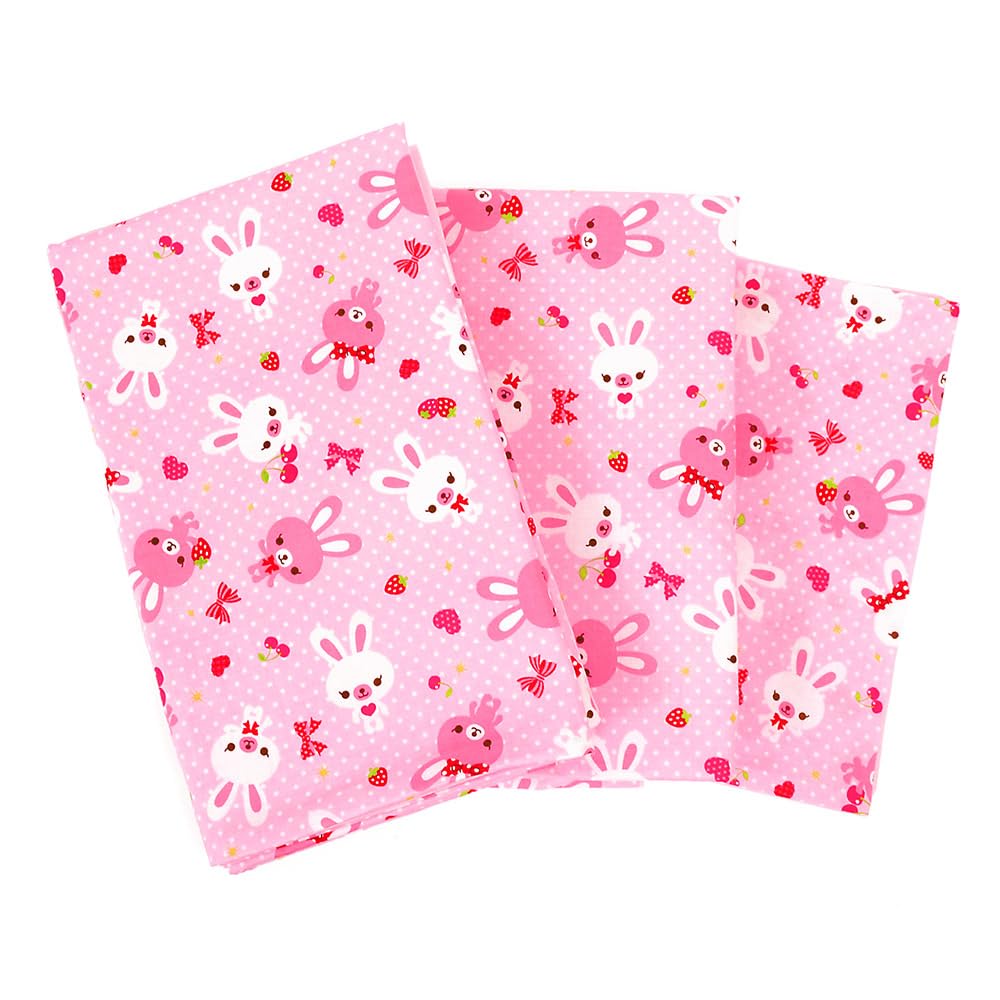 COLORFUL CANDY STYLE シーツ&カバー 3点セット 女の子 子供用 お昼寝布団 敷布団カバー 掛布団カバー 枕カバー ハッピーうさちゃん仲良しうさちゃん(水玉ピンク) N880501