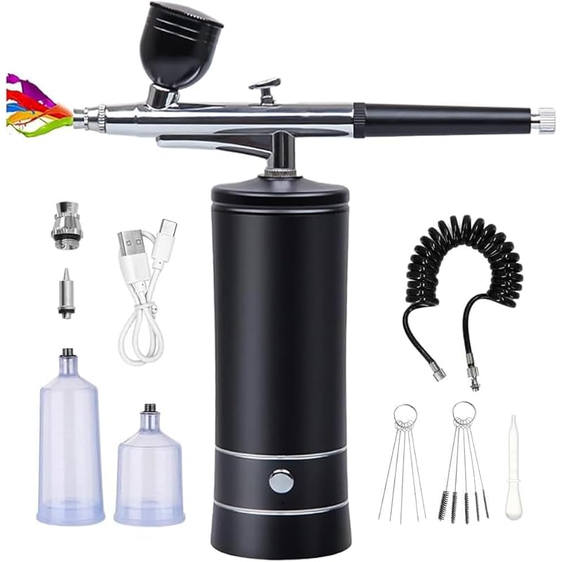 BKJANYO エアブラシ 充電式 エアーブラシ エアブラシコンプレッサー USB type-C エアブラシハンドピース 口径0.3mm コンプレッサー エアブラシ用 塗装 DIY 絵画