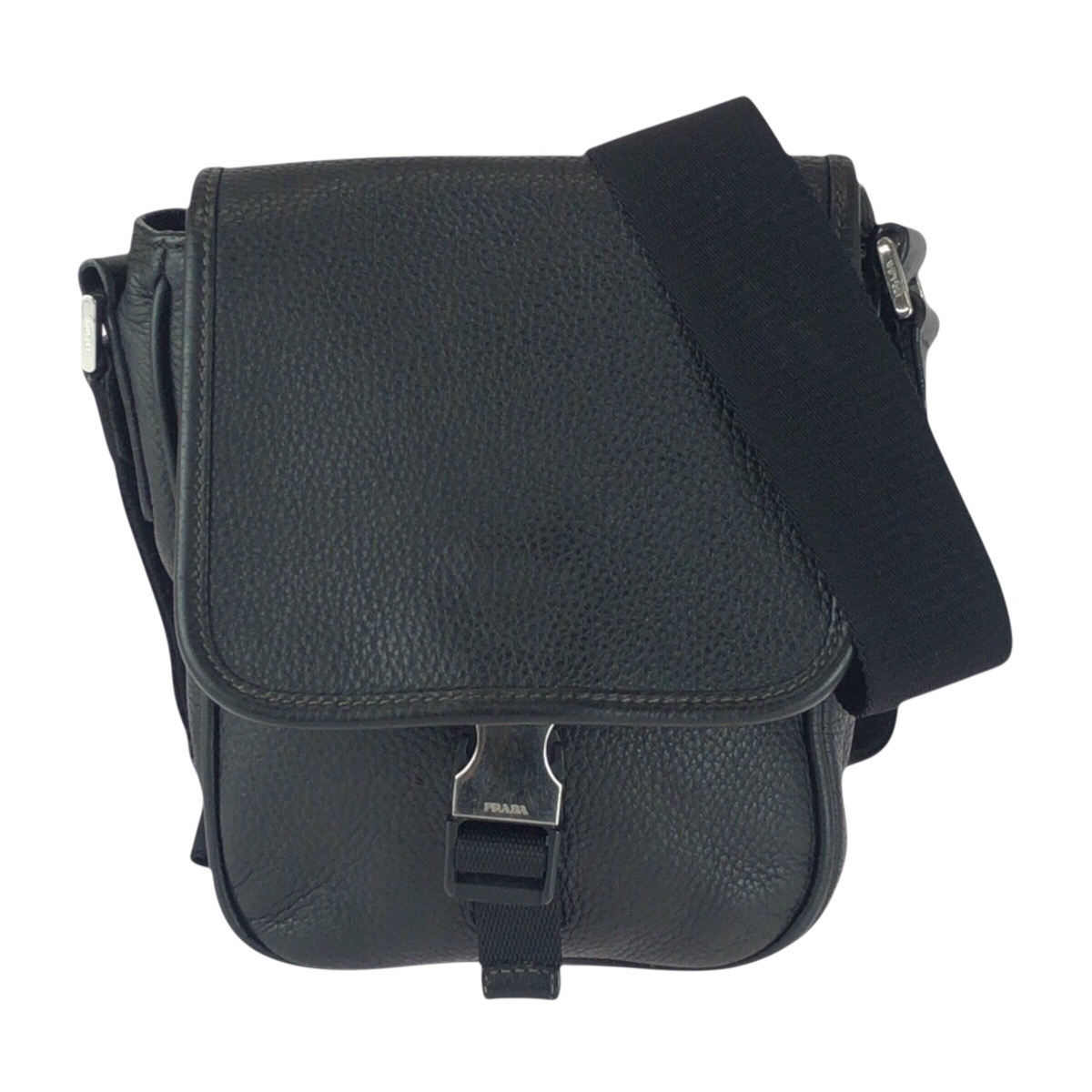 ヴィッテロ 三角ロゴプレート 男女兼用 ブラック シルバー金具 PVC ショルダーバッグ ポシェット メンズ 504809