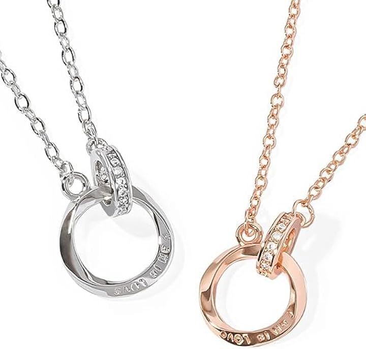 ペア ネックレス カップル メンズ レディース リング ジュエリー ハート プレゼント ケース 紙袋 付きプラチナ ホワイトジルコニア＋シルバーレディース ピンクゴールド+リング型