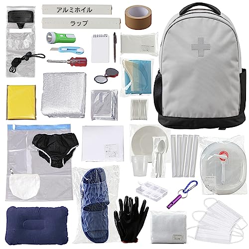 アイリスオーヤマ 【防災士監修】 防災グッズ 防災セット 防災リュック 33点 一次避難用 グレー BRS-33