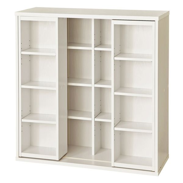 深型スライドシェルフ(CDラック/本棚) ホワイトオーク 約幅90cm 前面スライド式 連結金具付き (組立) 9,426円