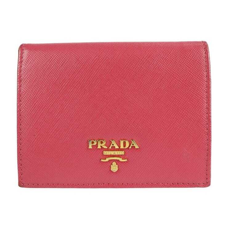 一番の 美品 Prada プラダ サフィアーノ 二つ折り財布 1m04 レザー ピンク 本物保証 中古 長財布 Thechurchfit Org