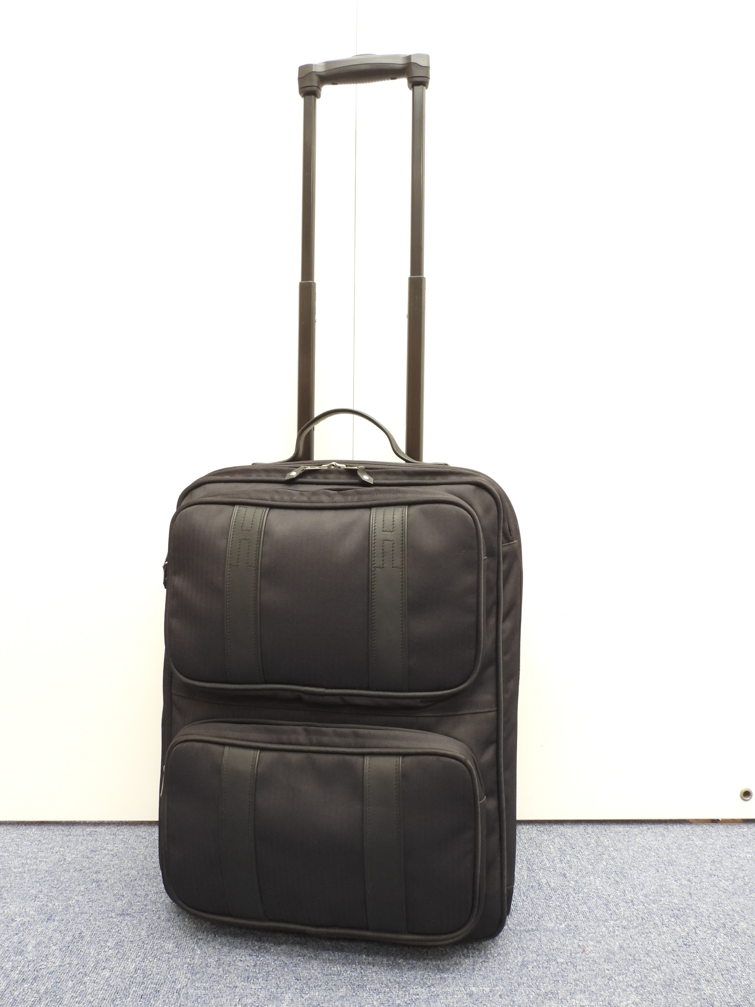 キャリーバッグ アカプルコ ナイロン黒革 トロリーバッグ 旅行用 美品@ 5