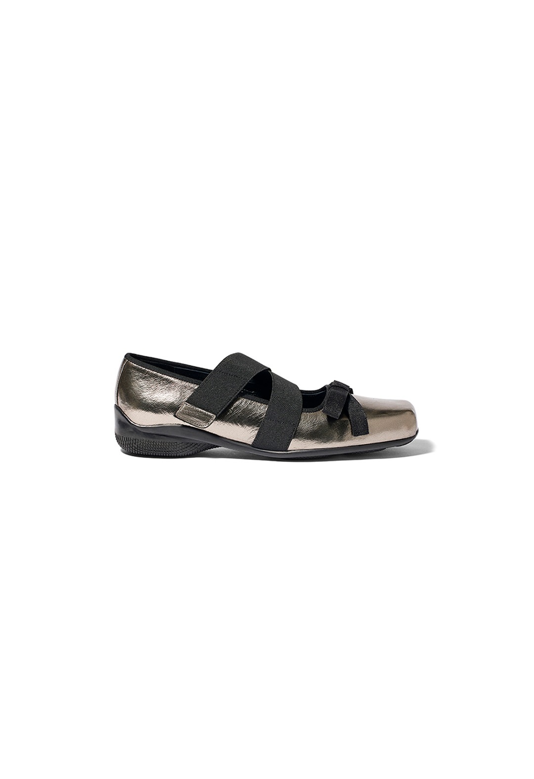 【OPEN Yy】 CROSS BAND BALLET FLATS : GUNMETAL
