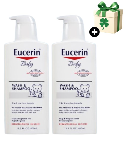 【1+1】ベビー 2-in-1 ウォッシュ＆シャンプー 400ml × 2個セット ベビークレンジング 簡単洗浄 無香料 低刺激 高保湿 ベビー保湿 新生児OK 日焼け止めもスッキリ落とす敏感肌対応