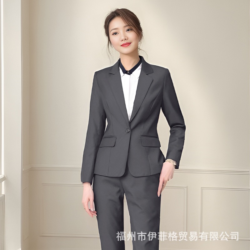 スーツ レディース グレー 2024春秋 おしゃれ プロスーツ l 教師 営業 作業服