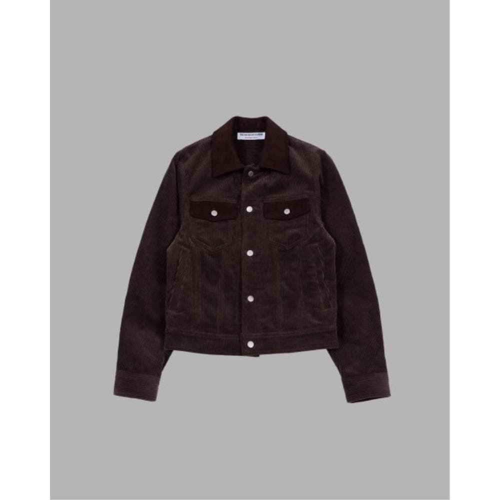 THE MUSEUM VISITOR CORDUROY SUEDE TRUCKER JACKET BROWN 1