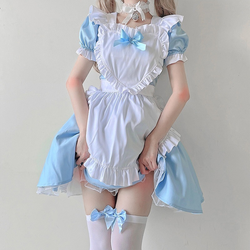 アニメピンクブルーメイド服日本のアリスソフトガールロリータロリータメイドスカート女性服ボスドレス